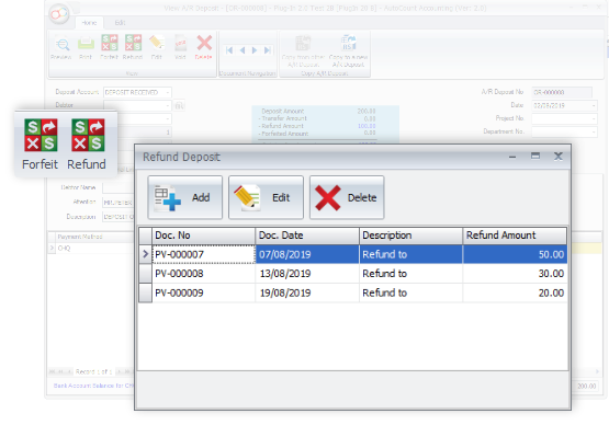 AutoCount Sg - Deposit - Apply, Refund & Forfeit